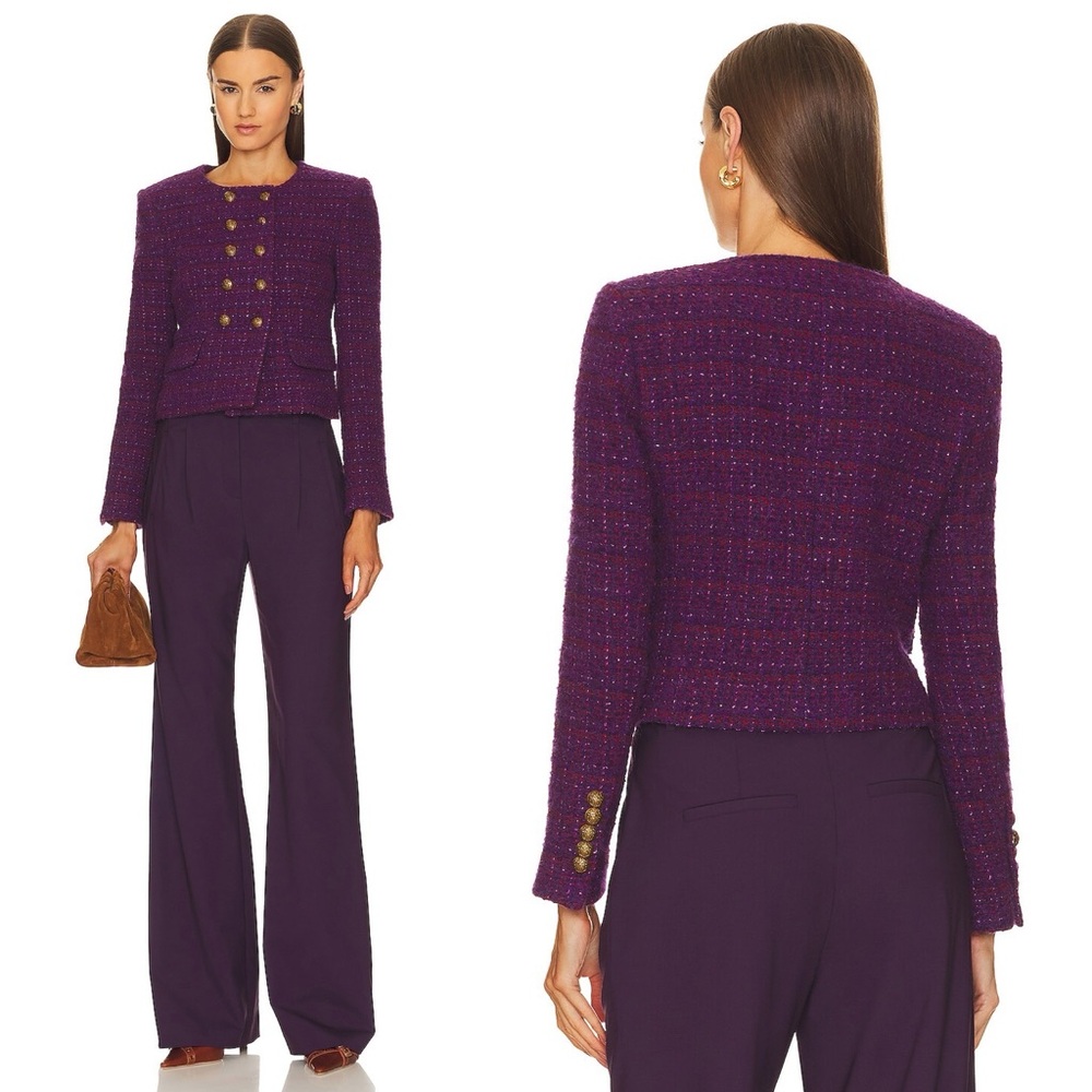 Veronica Beard Bentley Tweed Jacket in Aubergine Purple Size 2
